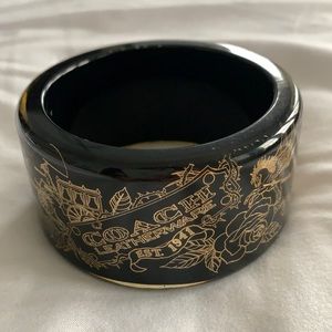 Coach Gold and Black Resin Bangle Bracelet